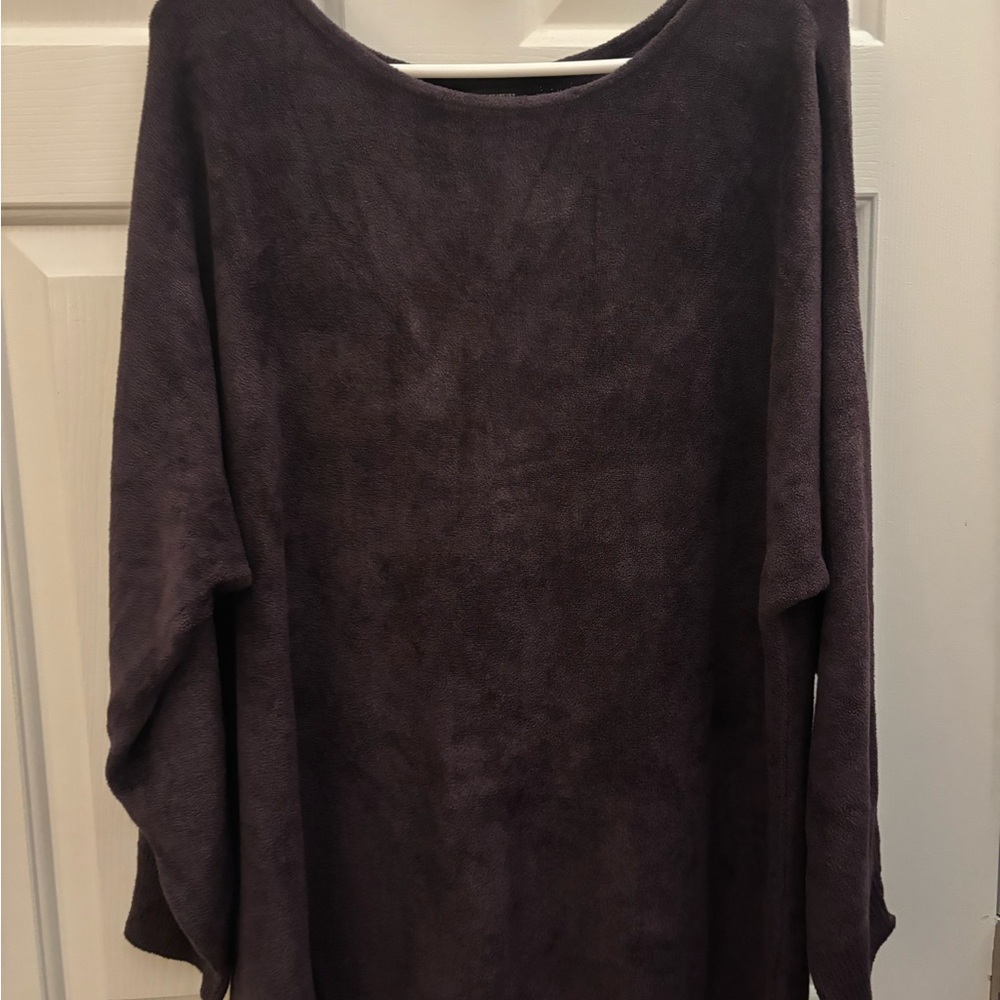 J. Jill Purple Long Sleeve Velour Top Size Large